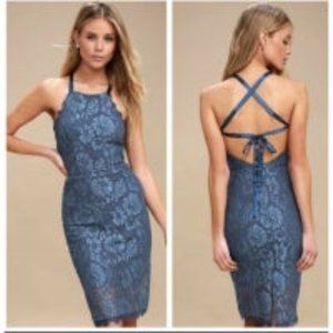 Wishful Wanderings Black Lace Bodycon Midi Dress